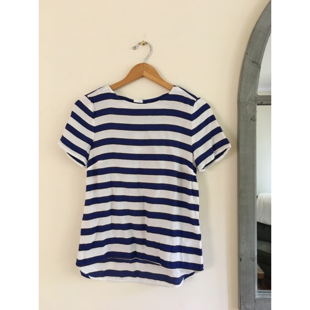 H&M Blue and White Striped Fitted Top
